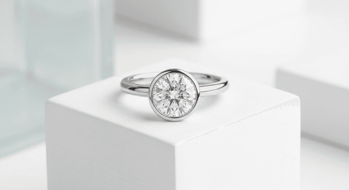 Diamond engagement ring showcasing With Clarity virtual try-on technology for TheCaratCut review