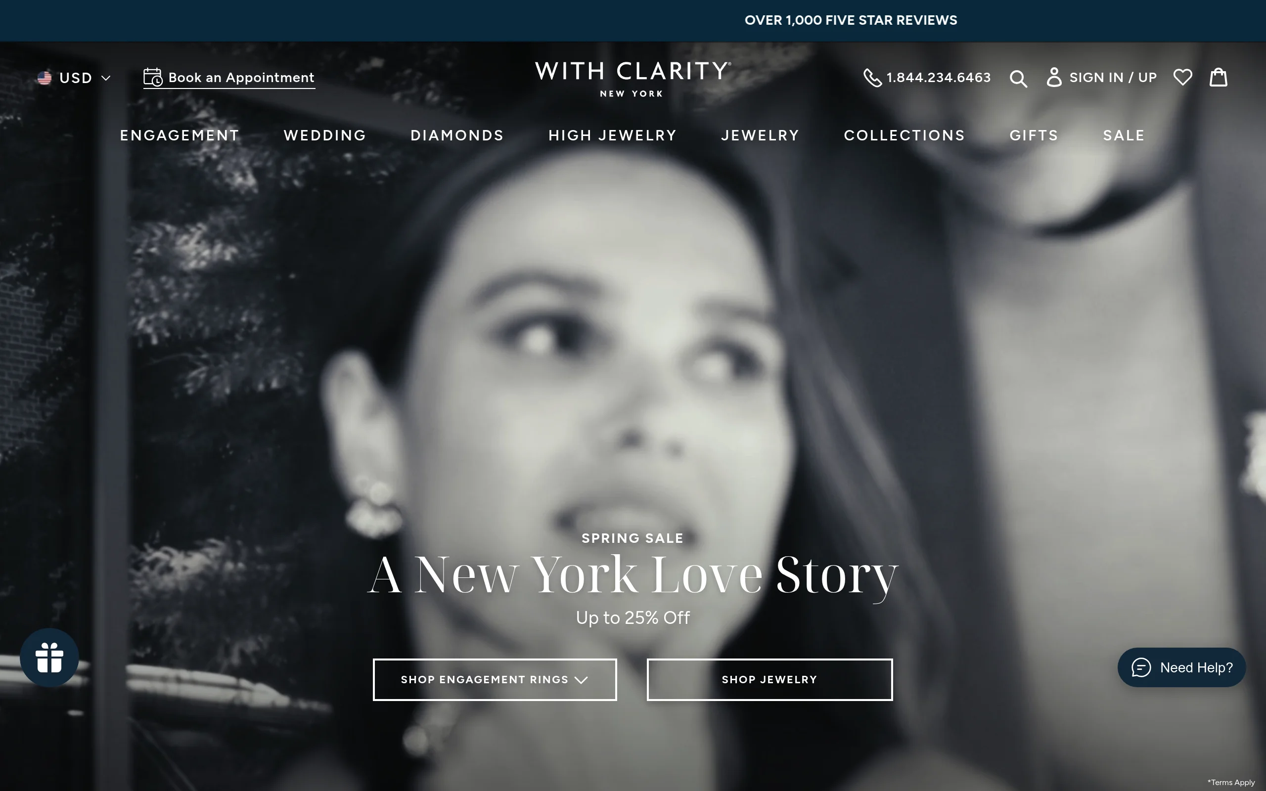 With Clarity website showing engagement rings and Home Preview Kit for TheCaratCut review